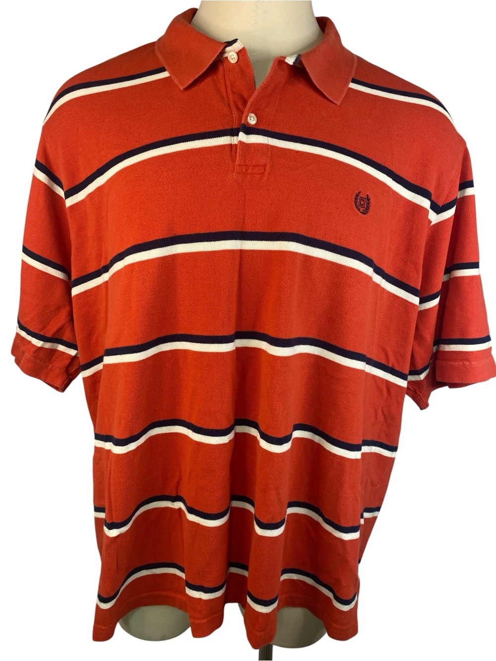 Chaps Reddish Orange Striped Polo Shirt - Classic Casual Men’s 4XB